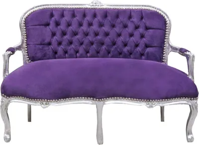 Produktbild von Casa Padrino Barock Kinder Sitzbank Antik Stil Lila / Silber 90 x 38 x H. 67 cm