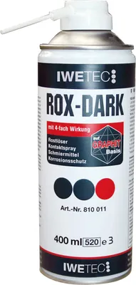 Produktbild von IWETEC Rostlöser ROX-DARK 400 ml, Schmiermittel, Korrosionsschutz, Graphit-Spray, 360 Grad Sprühkopf