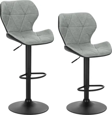 Produktbild von EUGAD 2X Barhocker höhenverstellbar drenbar, aus Kunstleder Stahl, Grau