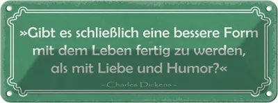 Produktbild von vianmo Blechschild 10x27 cm Leben mit Liebe und Humor Spruch Zitat