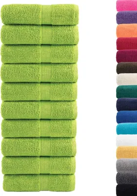 Image de vidaXL Serviettes de toilette Premium SOLUND 10 pièces vert pomme 30x30 cm 600 g/m