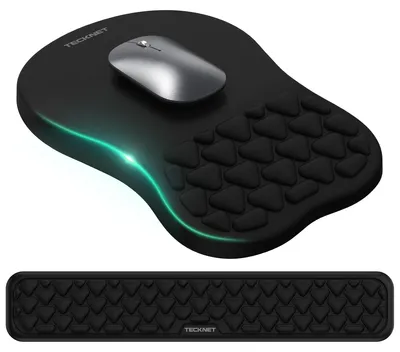 Produktbild von TECKNET Ergonomisches Mauspad mit Handauflage & Handballenauflage Tastatur – Schwarz