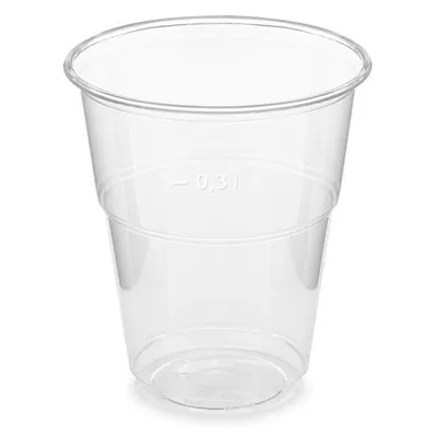 Produktbild von 250x  Trinkbecher klar 300 ml 0,3 l Eichstrich Biokunststoff PLA ø 84mm
