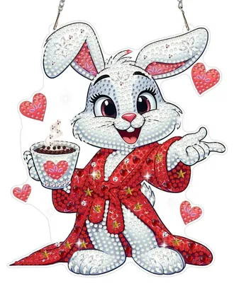 Produktbild von Diamond Painting Anhänger Hase Ostern Kaffee Fensterbild Bastelset Hängendes Ornament Decor Geschenk