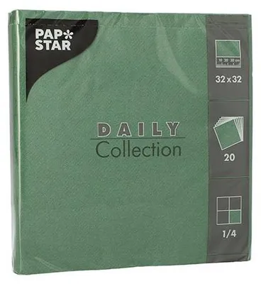 Produktbild von Servietten "DAILY Collection" 1/4-Falz 32 cm x 32 cm dunkelgrün , 15 x 20 Stück