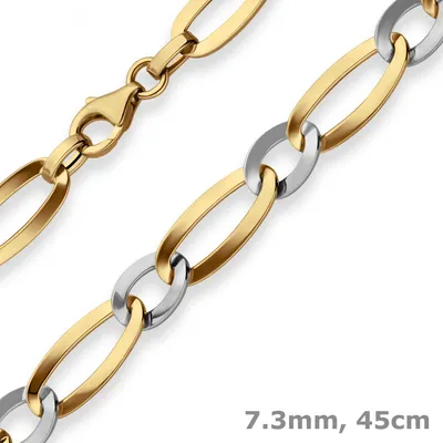 7-3mm-Fantasiekette-aus-585-Gold-gelb-weiß-45cm