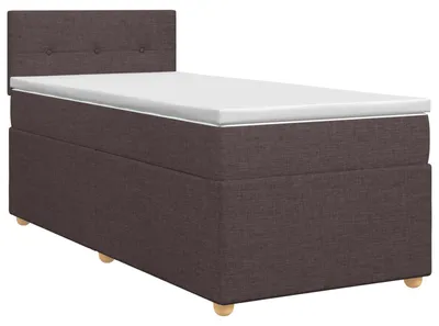 Image de vidaXL Lit boxspring avec matelas brun foncé 90 x 190 cm Tissu