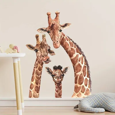 Produktbild von GKA XL Wandtattoo 3 Giraffen GK104 Giraffenfamilie Wandsticker Kinderzimmer Wandaufkleber Kinder Giraffe