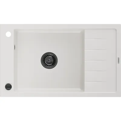 Obrázek produktu pro Mexen Elias 1-miskový granitový dřez s odkapávačem 795 x 480 mm, Bílá, sifon Černá - 6511791005-20-B