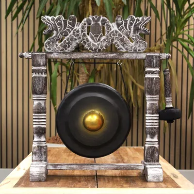 Produktbild von Kleine Meditationsglocke mit Ständer - 25 cm - Schwarz