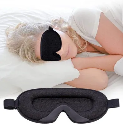 Produktbild von Famanu 3D Schlafmaske für Seitenschläfer - Atmungsaktives und Lichtblockierendes Augenmasker mit Verstellbarem Riemen
