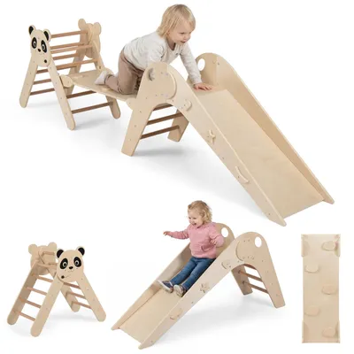 Immagine prodotto di FANTASK, set di 3 triangoli da arrampicata da interno, struttura pieghevole in legno con scivolo