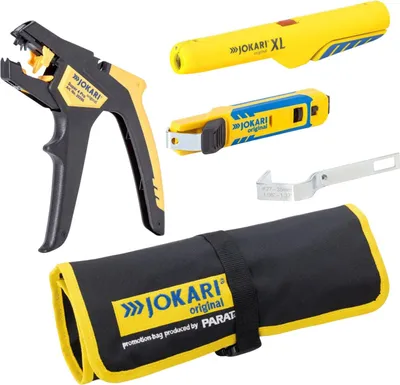 Produktbild von JOKARI® Abisolier-Set 3-teilig inkl. Rolltasche, Abisolierzange, Entmanteler, Kabelmesser