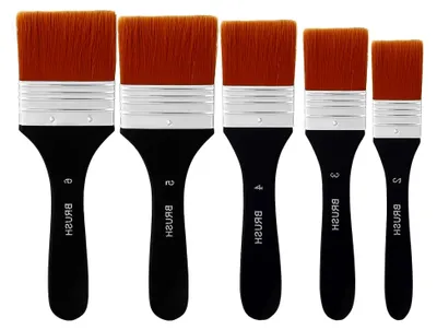 Produktbild von 5-teiliges Nylon-Pinselset (Größen 2-6) für Malerei - Kunst- und Bastelpinsel mit langlebigen Borsten | Für Acryl, Öl und Aquarell
