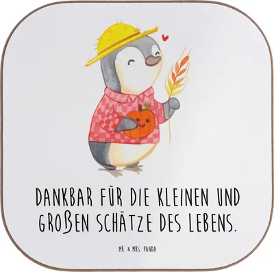 Produktbild von Mr. & Mrs. Panda Tassenuntersetzer Erntedankfest Schätze - Weiß - Geschenk, gläseruntersetzer, Erntefest, Thanksgiving Geschenke, Tischschoner, Feiertage, Dankesfeier