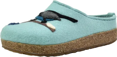 Produktbild von Haflinger Damen Hausschuh Wollfilz Pantoffel Vogel Grizzly Winterbird 731089, Größe:39 EU, Farbe:Grün