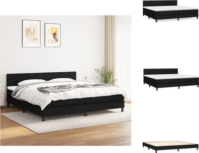 Produktbild von vidaXL Boxspringbett mit Matratze Schwarz 200x200 cm Stoff -  Betten & Bettgestelle
