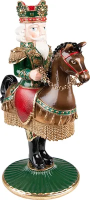 Produktbild von Clayre & Eef Kerzenständer Nussknacker 33 cm Grün Braun Kunststoff