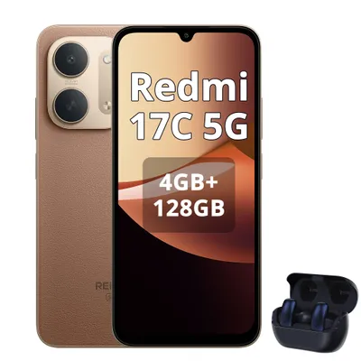 Productafbeelding van Xiaomi Redmi 17C 5G smartphone, 4GB + 128GB, 6,99 inch scherm, 6000mAh batterij, bruin (met Bluetooth-koptelefoon), AI-gegenereerde afbeelding