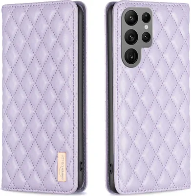 Image de Etui en cuir pour Samsung Galaxy S23 Ultra, élégant étui en cuir avec pochettes pour cartes et support Violet