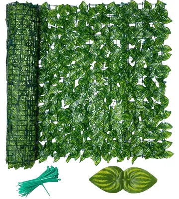 Image de Clôture de jardin en plastique avec lierre artificiel, dimensions 3 x 0,5 mètres
