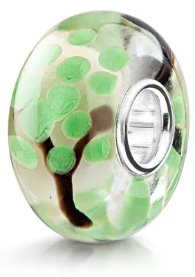 Produktbild von MATERIA by Matthias Wagner Glas Bead Baum grün braun mit 925 Silber Hülse für Beads Armbänder / Ketten 1178