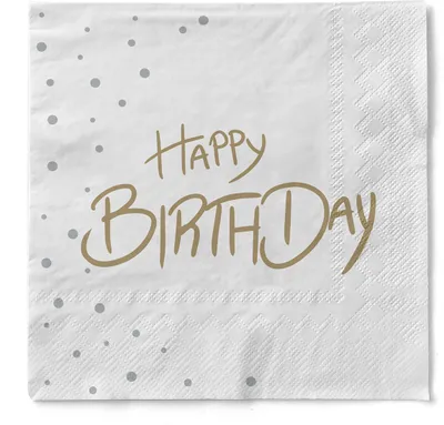 Produktbild von Sovie HORECA Serviette "Happy Birthday (Punkte)" aus Tissue 33 x 33 cm, 100 Stück
