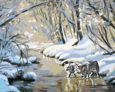 Obrázok produktu pre Zuty - Diamantové maľovanie - VLCI V RIEKE (D. RUSTY RUST), 40x50 cm, vypnuté plátno na rám