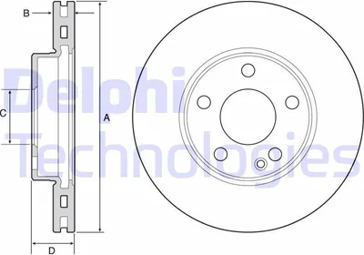 Produktbild von 2x DELPHI Bremsscheibe BG4554C passend für MERCEDES-BENZ A-Klasse (W176) 51 2mm