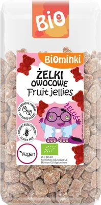 ŻELKI OWOCOWE BEZ DODATKU CUKRÓW BEZGLUTENOWE BIO 400 g - BIOMINKI