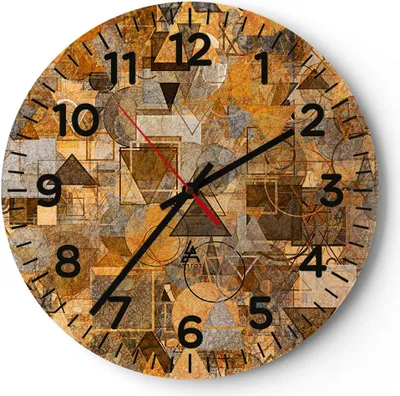 Produktbild von Wanduhr - Rund - Glasuhr - Abstraktion modern - 30x30cm - Schleichendes Uhrwerk - Lautlos - zum Aufhängen bereit - Dekoration Modern - Wanddekoration aus Glas - C4AR30x30-4021