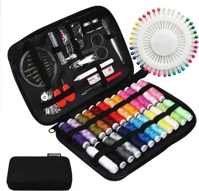 Image de Kit de couture avec étui, 130 pièces, pratique pour la maison et les déplacements