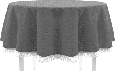 Produktbild von EXKLUSIV HEIMTEXTIL Gartentischdecke mit Fransen Tischdecke rund oval eckig Classic 110x140 cm eckig dunkelgrau