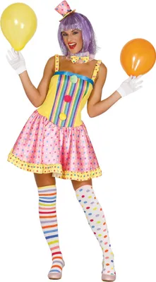 Produktbild von Clown Fasching Kostüm Karneval Buntes Outfit Fröhlicher Look Magische Verwandlung Spaß Farben Frohsinn Scherzkeks Einzigartige Feier Fröhliche Parade, Größe: 36 - 38 (S) Farbe: Mehrfarbig