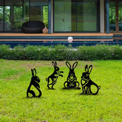 Immagine prodotto di Evila Originals, Conigli, figure da giardino, nero, metallo, 22 x 35 cm