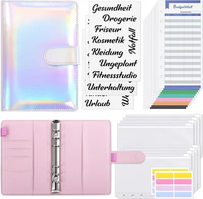 Produktbild von KONVINIT A6 Budget Binder Budget Planner 12 Budgetbogen 6 Löcher Ringbuchordner Silver