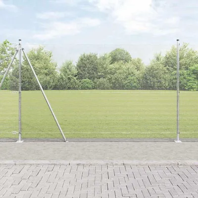 Produktbild von Maison Exclusive - Geschweißter Drahtzaun mit Betonfundament 50 x 1,4 m Silber