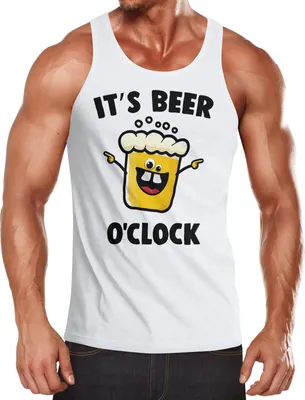Produktbild von It's Beer a clock - Lustiges Herren Tank-Top Shirt Bier Spruch-Motiv Moonworks® weiß S