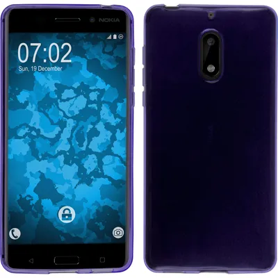 Produktbild von PhoneNatic Case kompatibel mit  Nokia 6 - lila Silikon Hülle transparent + 2 Schutzfolien