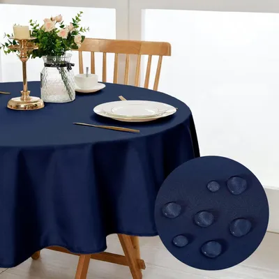 Productafbeelding van Ronde tafelkleed, diameter 140 cm, donkerblauw, vlekbestendig, afwasbaar, polyester