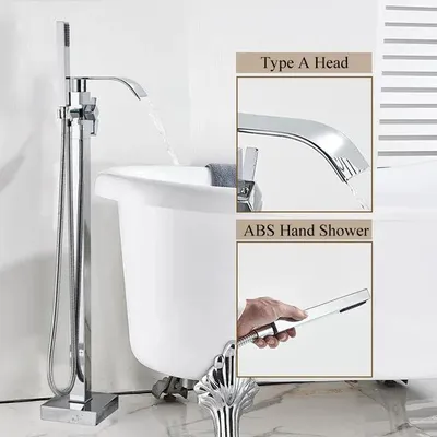 Produktbild von Freistehende Badewannen Duscharmatur - Standarmatur Wannenmischer - Einhebelmischer - Heiß/Kalt Wasser - Messing mit Keramikkartusche - Chrom
