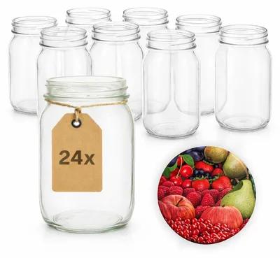 Produktbild von ART TWIST HOME Einmachgläser mit Schraubdeckel 24x 900 ml – Vorratsgläser Glasbehälter Vielseitige Robuste aus Dickem Glas - perfekt für Marmeladen Honig Säfte Gurken Konfitüren und Vorratshaltung