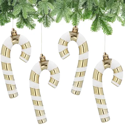 Zuckerstangen-Weihnachtskugeln 13 cm Kunststoff 4er-Set