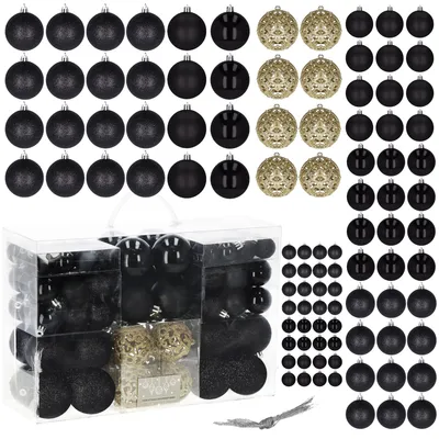Produktbild von Springos® Weihnachtsbaumkugeln Kunststoffkugeln 100 Stück Baumkugeln Weihnachtsdeko Weihnachten Weihnachtsdekoration (Schwarz-Gold)
