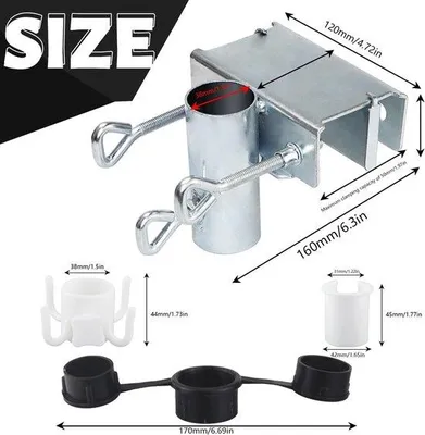 Immagine prodotto di Supporto per ombrellone da balcone, Ø 25-38 mm, salvaspazio, regolabile, supporto da balcone, larghezza massima 5 cm