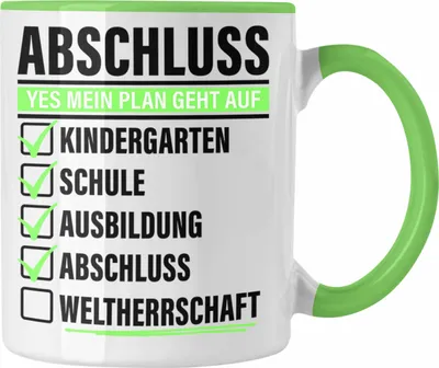 Produktbild von Trendation - Abschluss Master Bachelor Tasse Geschenk Weltherrschaft Lustiger Spruch Geschenkidee (Grün)