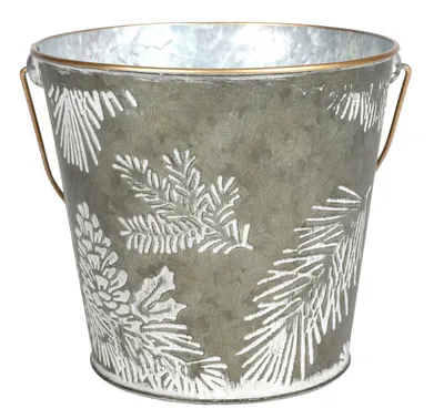 Image de Cache-pot en métal Winterzeit rond Pot de fleurs Pot de plantes Jardin Noël