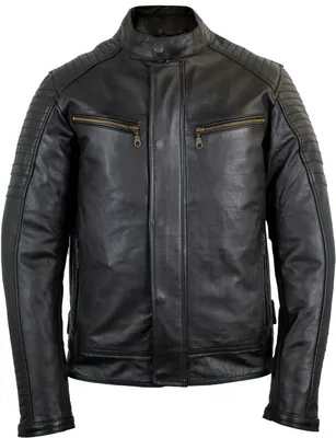 Produktbild von Herren Retro Motorrad Lederjacke mit Protektoren Biker Jacke Motorradjacke (S,Schwarz)