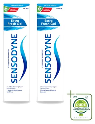 Image de 2 tubes de gel dentaire Sensodyne Extra Fresh - 75 ml - Lot de 2