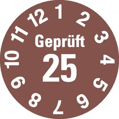Produktbild von Dreifke® Aufkleber I Prüfplakette  25, braun, Dokumentenfolie, selbstk...